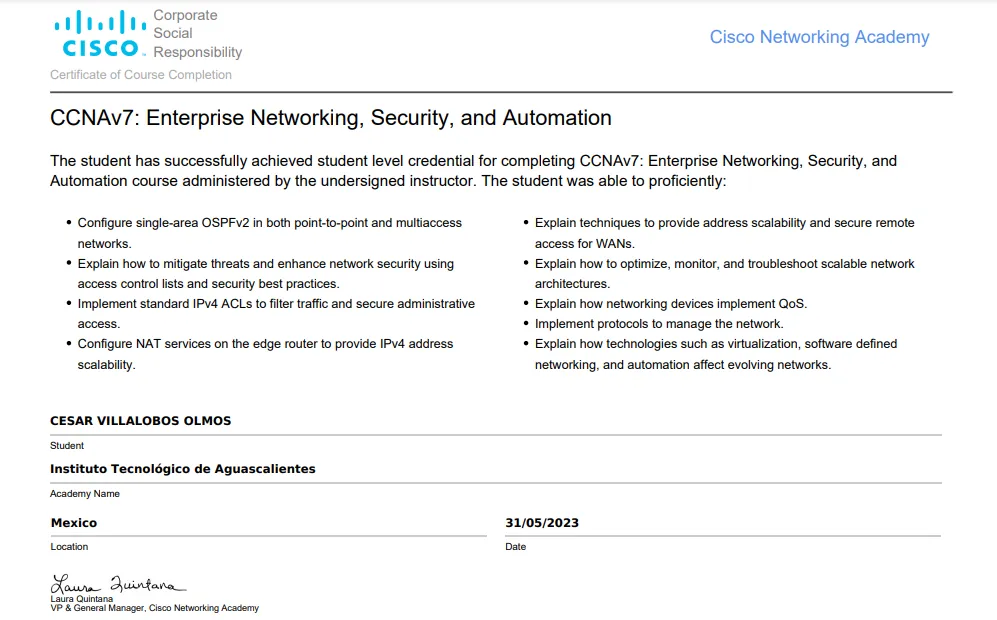 CCNAv7: Enterprise Networking, Security, and Automation