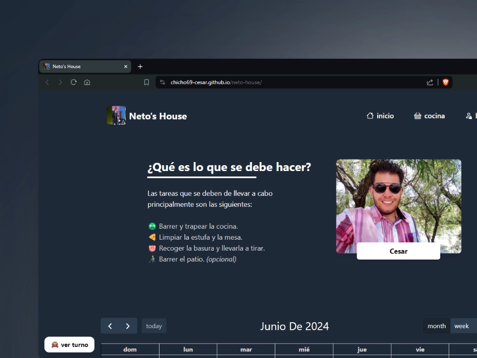 Neto's House - Aplicación web para el seguimiento del rol del aseo en vivienda